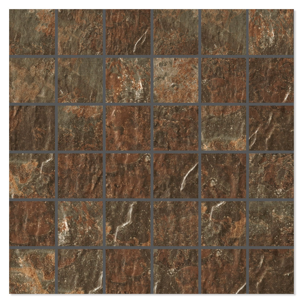 Mosaikkflis Slate Brun Matt 30x30 (5x5) cm