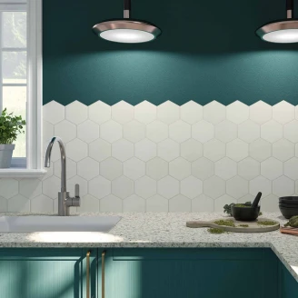 Gulvflis Hex Nouveau Hvit Matt 27x51 cm