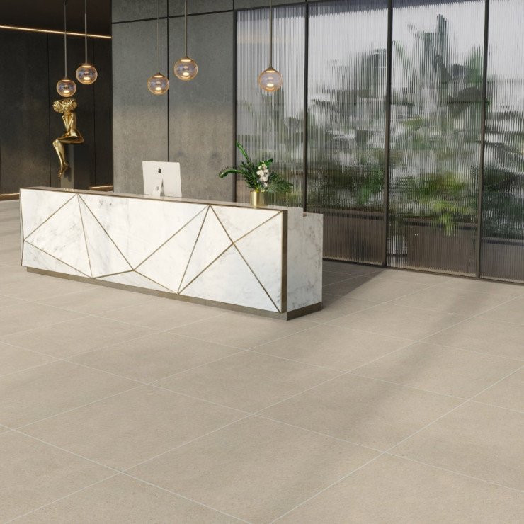 Gulvflis Techstone Beige Matt 74x74 cm