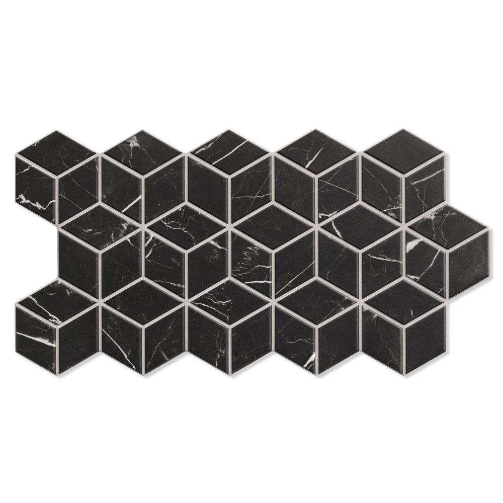 Marmor Gulvflis Rhombus Svart Diamant Matt 27x51 cm