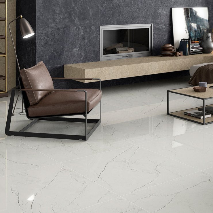 Marmor Gulvflis Safira Hvit Polert 60x60 cm