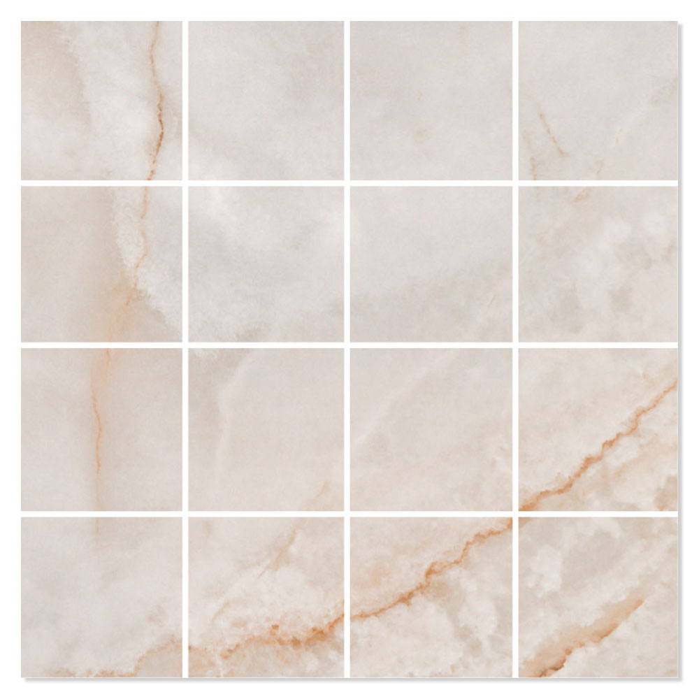 Marmor Mosaikkflis Fiori Cream Polert 30x30 (7x7) cm