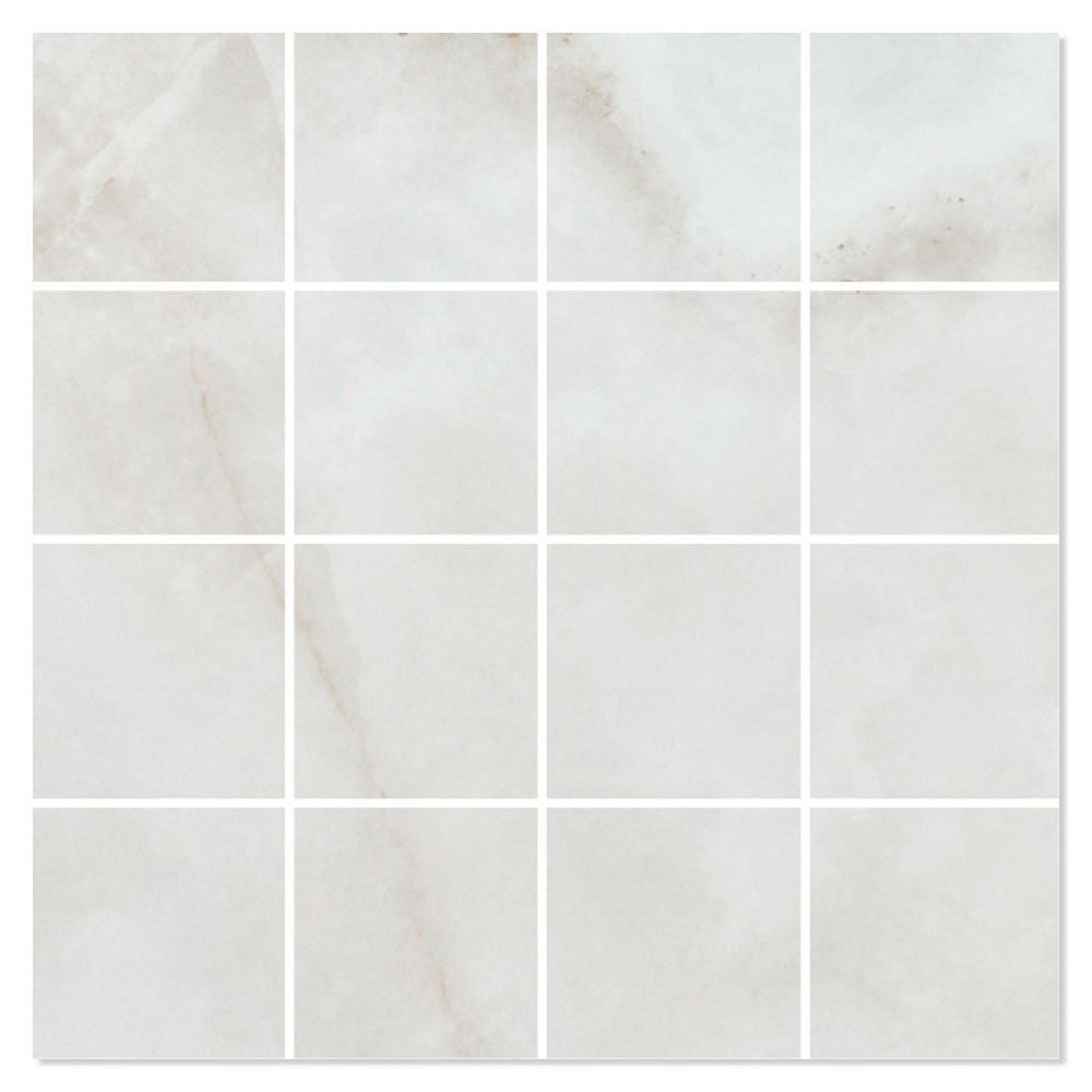 Marmor Mosaikkflis Fiori Hvit Polert 30x30 (7x7) cm