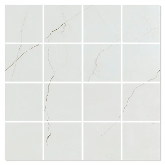 Marmor Mosaikkflis <strong>Safira</strong>  Hvit Polert 30x30 (7x7) cm