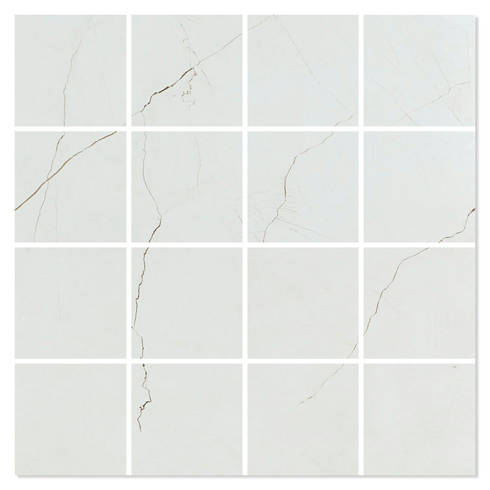 Marmor Mosaikkflis Safira Hvit Polert 30x30 (7x7) cm
