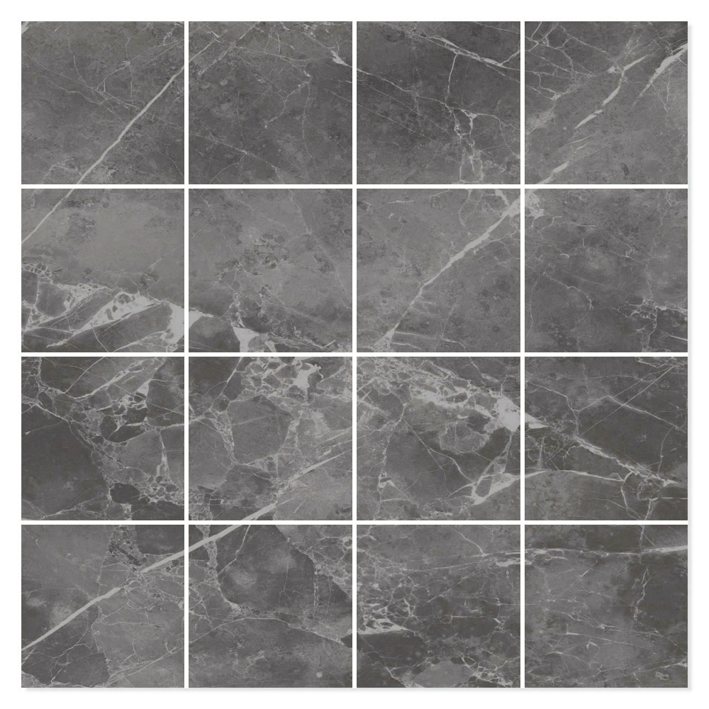 Marmor Mosaikkflis Soapstone Premium Grå Polert 30x30 (7x7) cm