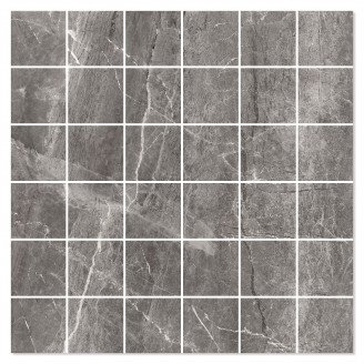 Mosaikk Gulvflis <strong>Geneva</strong>  Mørk Grå Matt 30x30 (5x5) cm