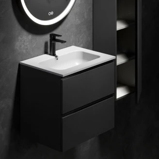 Servantskap <strong>Luna</strong>  Svart Matt 60 cm med Servant Hvit Matt