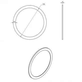 Speil Lumia med LED Belysning 70 cm