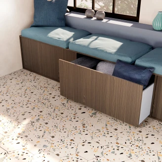 Sekskant Gulvflis <strong>Terrazzo Colorful</strong>  Beige Matt 20x24 cm