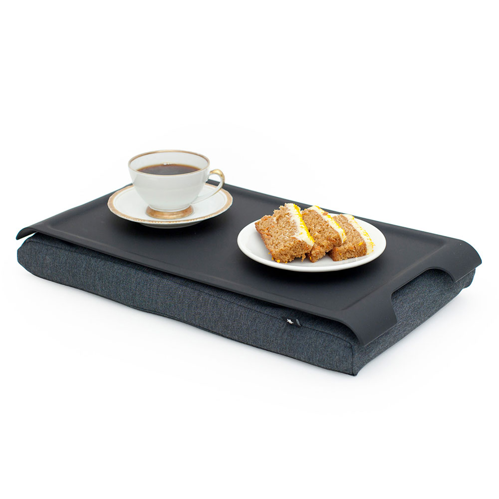 Bosign Laptray Svart Matt 23x43 cm, Grå Kudde