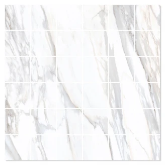 Mosaikk Gulvflis <strong>Venatino</strong>  Hvit Polert 30x30 (5x5) cm