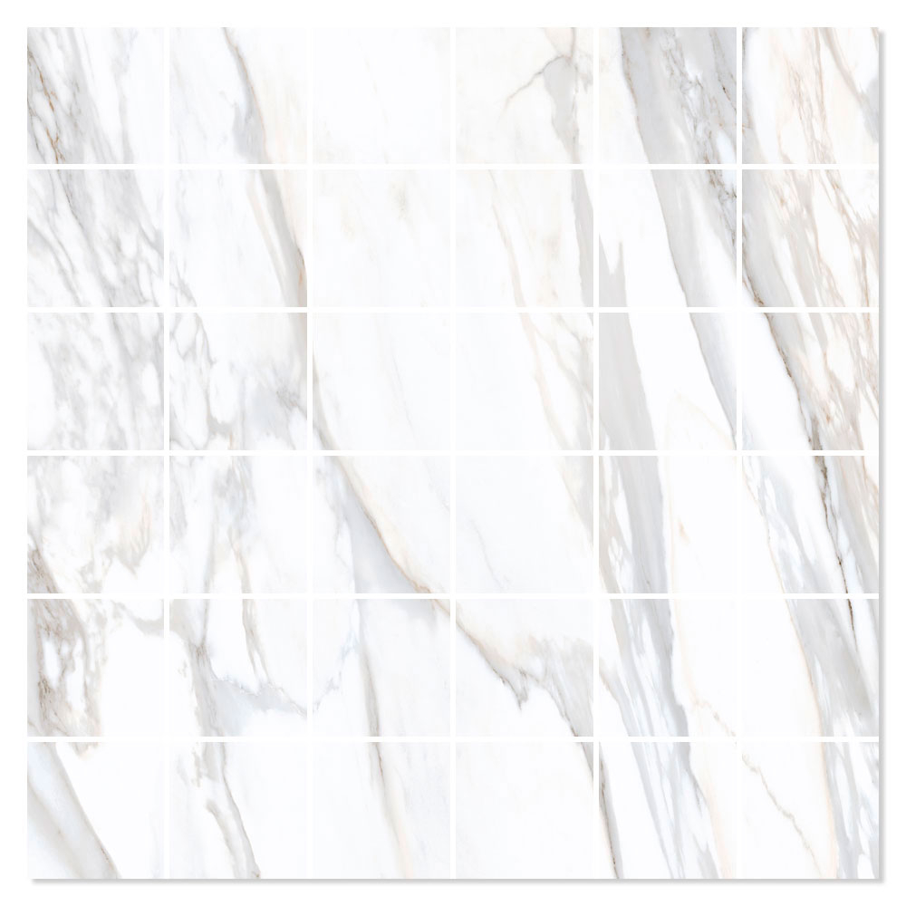 Mosaikkflis Venatino Hvit Polert 30x30 (5x5) cm