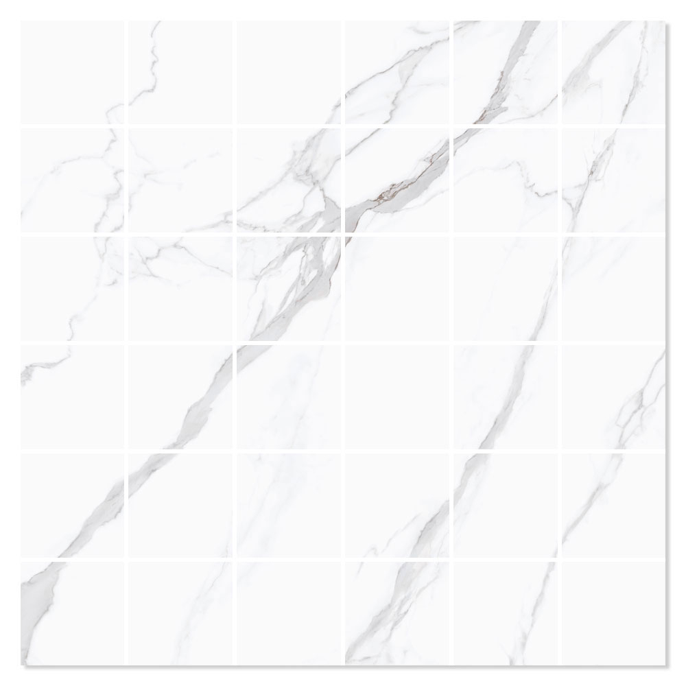 Mosaikkflis Marmo Bianco Hvit Matt 30x30 (5x5) cm