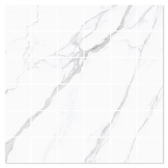 Mosaikk Gulvflis <strong>Marmo Bianco</strong>  Hvit Polert 30x30 (5x5) cm