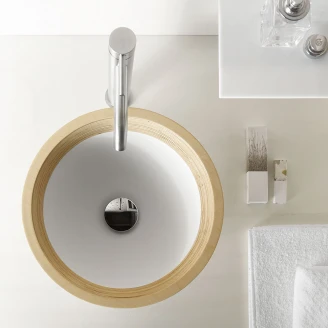 Bathco Servant <strong>Solid Surface</strong>  Vinci Hvit Dekor Naturligt Tre
