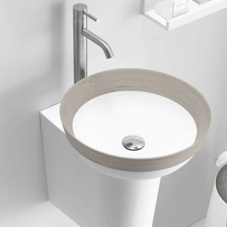 Bathco Servant <strong>Solid Surface</strong>  Volterra Hvit Dekor Grå Tre