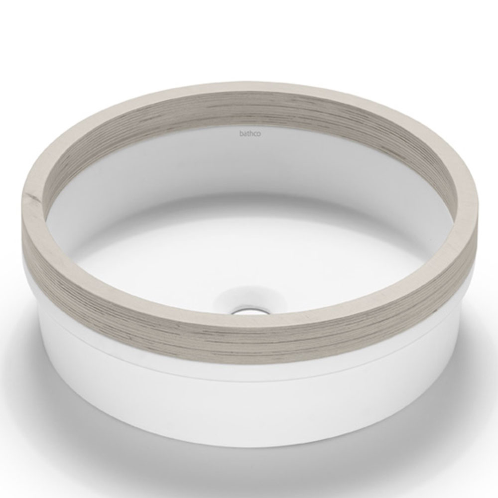 Bathco Servant Solid Surface Prato Hvit Dekor Grå Tre