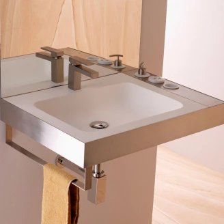 Bathco Servant <strong>Solid Surface</strong>  Nansa Hvit 70 cm med Ram i Rustfritt Stål