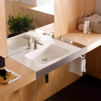 Bathco Servant <strong>Solid Surface</strong>  Nansa Hvit 90 cm med Ram i Rustfritt Stål