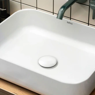 Bathco Bunnventil Pop-Up Hvit Matt för Servant uten Overløp
