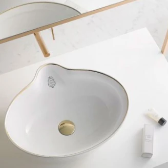 Bathco Servant <strong>Titanic</strong>  Hvit Blank med Guldkant 50 cm