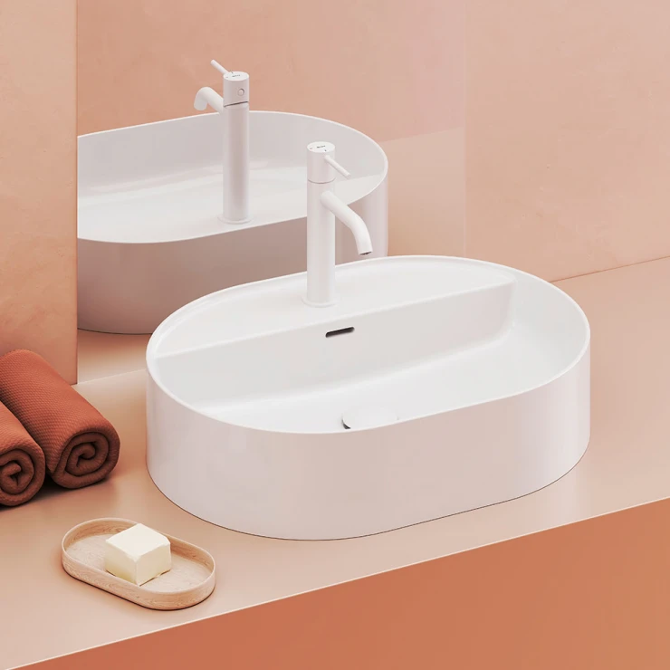 Ravak Servant Ceramic Slim Oval Hvit Blank 55 cm med Hylla