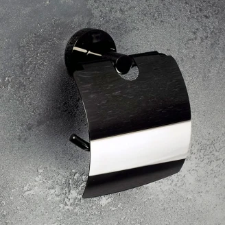 Toalettpapirholder med Lokk <strong>Oslo</strong>  Svart Blank