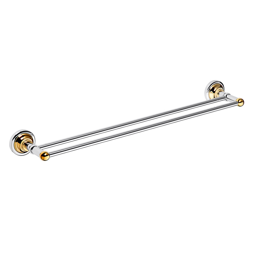 Dobbel Håndkleholder Solbacken Gull-Krom
