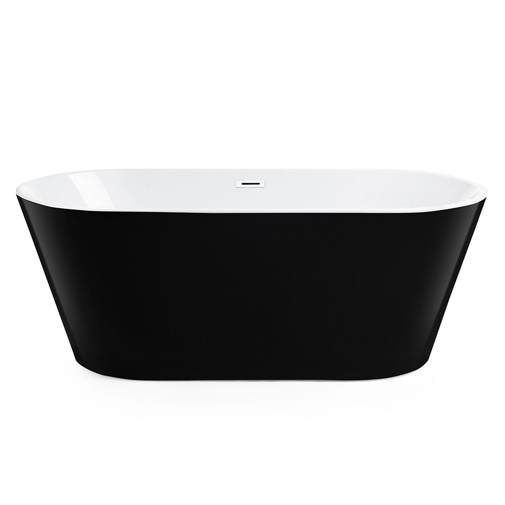 Badekar Luna Svart Blank 170x75 cm med Svart Overløp