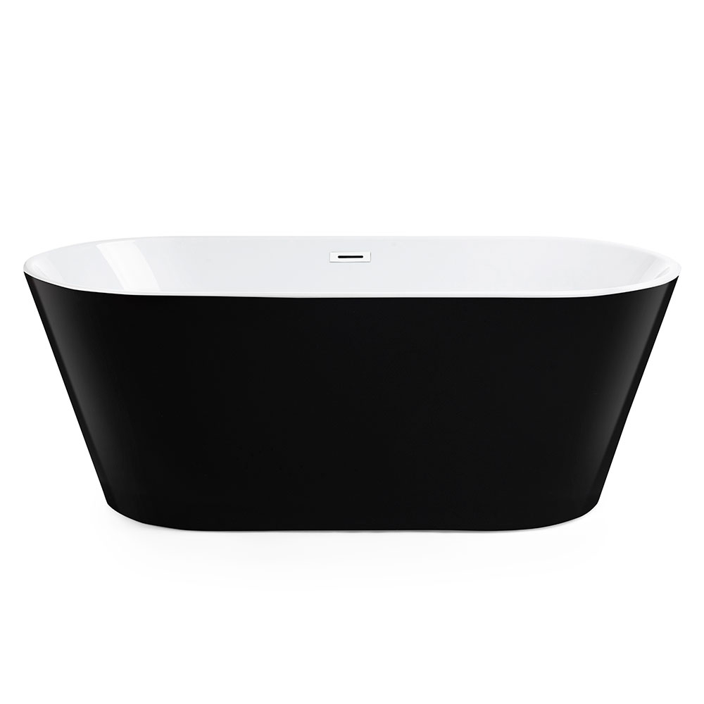 Badekar Luna Svart Blank 150x70 cm med Svart Overløp
