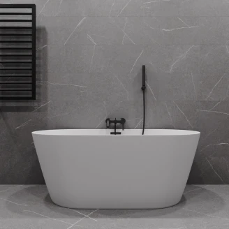 Badekar Luna Hvit Matt 150x70 cm med Svart Overløp