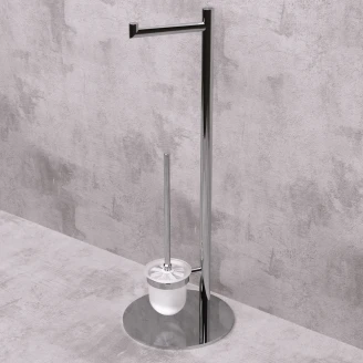 Frittstående Toalettbørste med Toalettpapirholder <strong>Holmstrand</strong>  Krom Blank
