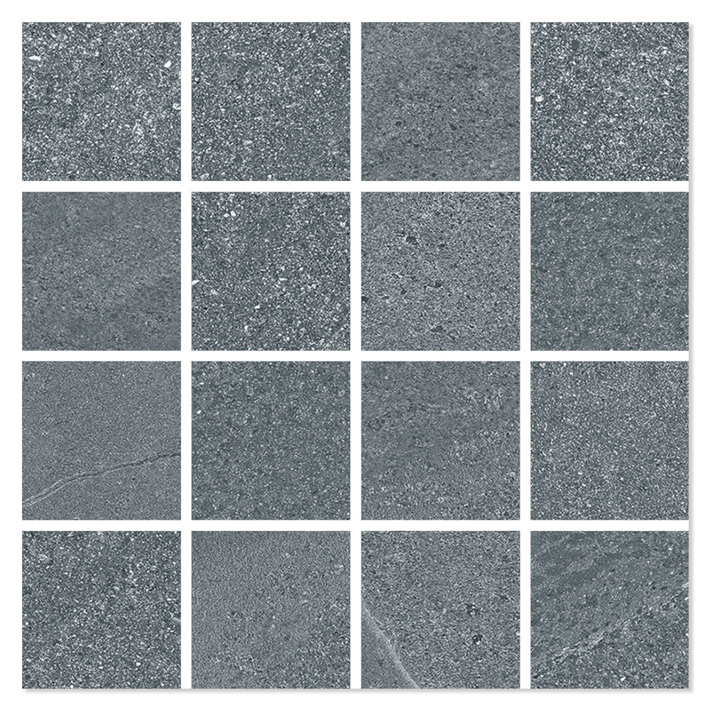 Mosaikkflis Burlstone Mørk Grå Matt 30x30 (7x7) cm