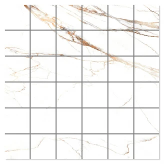 Marmor Mosaikkflis <strong>Veil</strong>  Hvit Polert 30x30 (5x5) cm