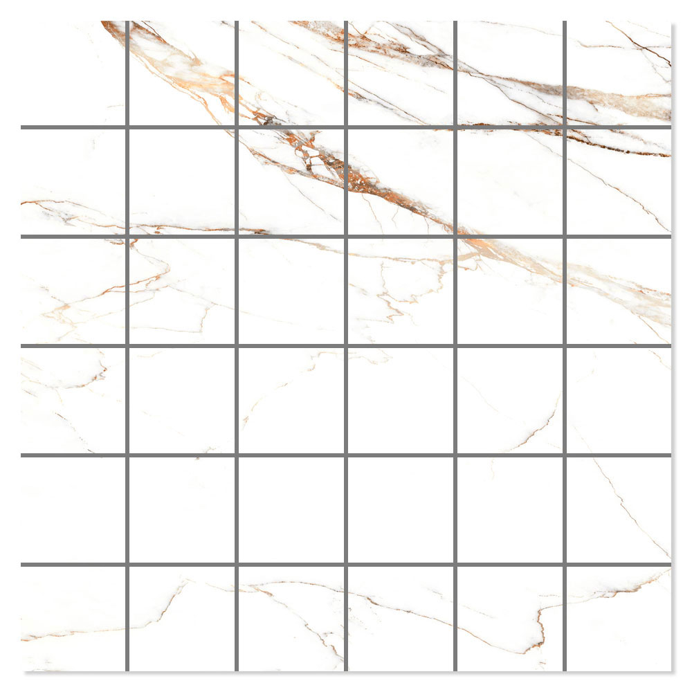 Marmor Mosaikkflis Veil Hvit Polert 30x30 (5x5) cm