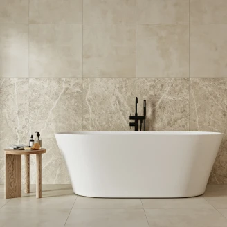Badekar Luna Hvit Blank 170x75 cm med Svart Overløp