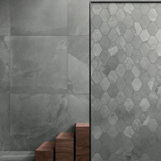 Unicomstarker Gulvflis <strong>Brazilian Slate</strong>  Silk Grey Matt 80x80 cm