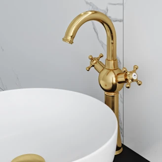 Håndvaskarmatur <strong>Antik</strong>  Guld Høj