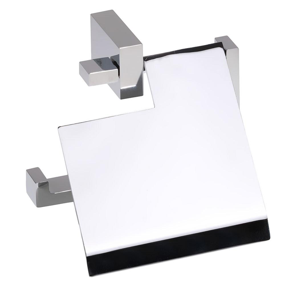 Toalettpapirholder med Lokk Svartvita Krom Blank