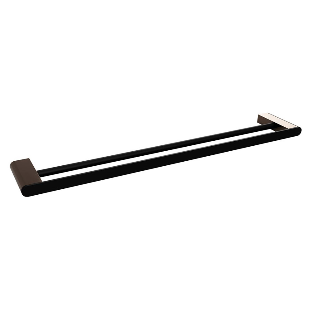 Dobbel Håndkleholder Industrial Svart Matt 60x10.4 cm