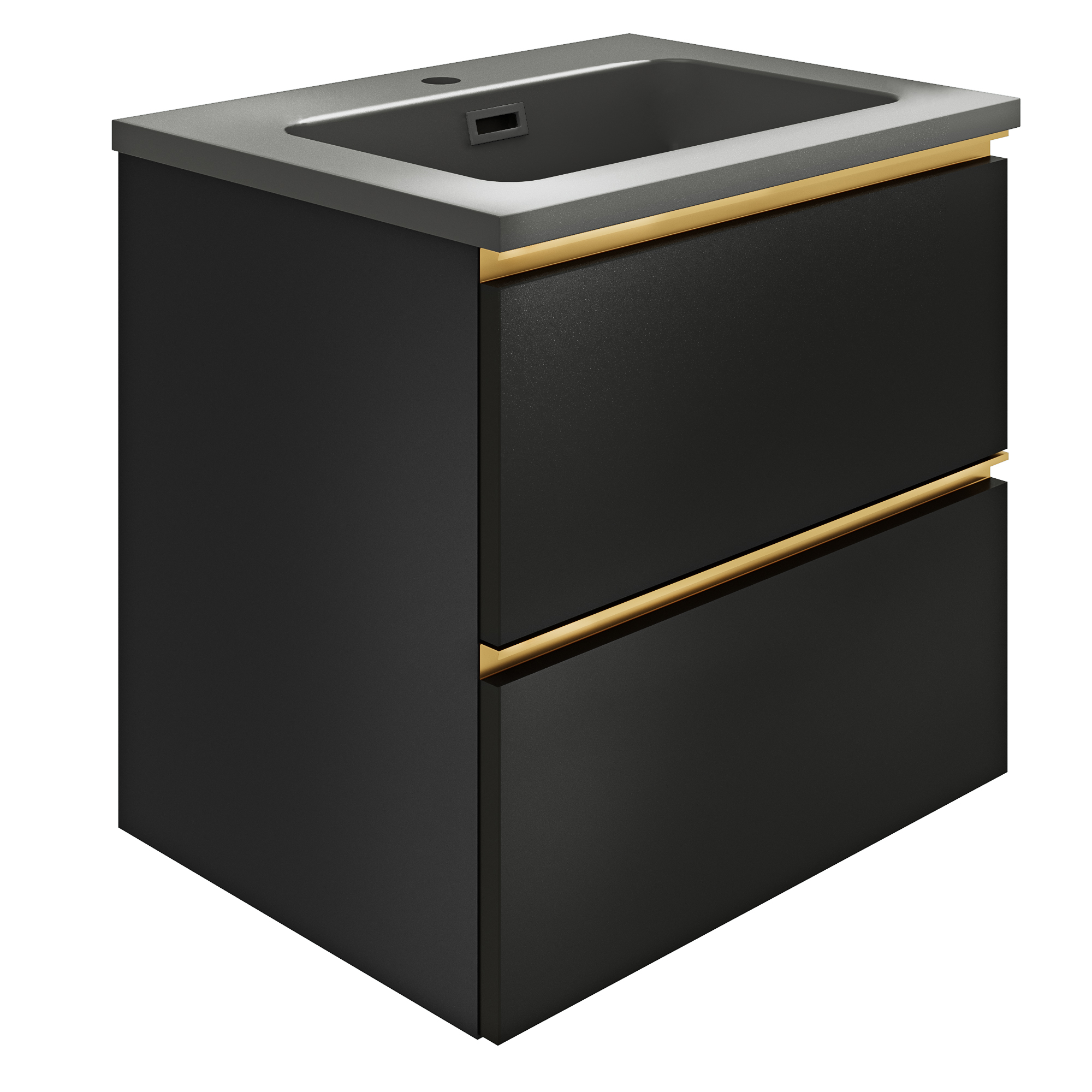 Servantskap Gold Luna Svart Matt 60 cm med Servant Antrasitt Matt