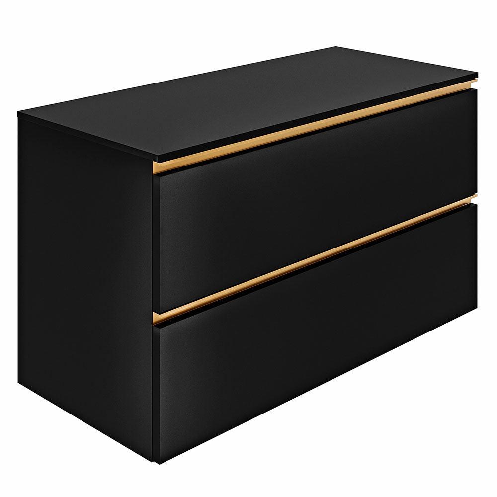 Servantskap Gold Luna Svart Matt 100 cm med Benkplate