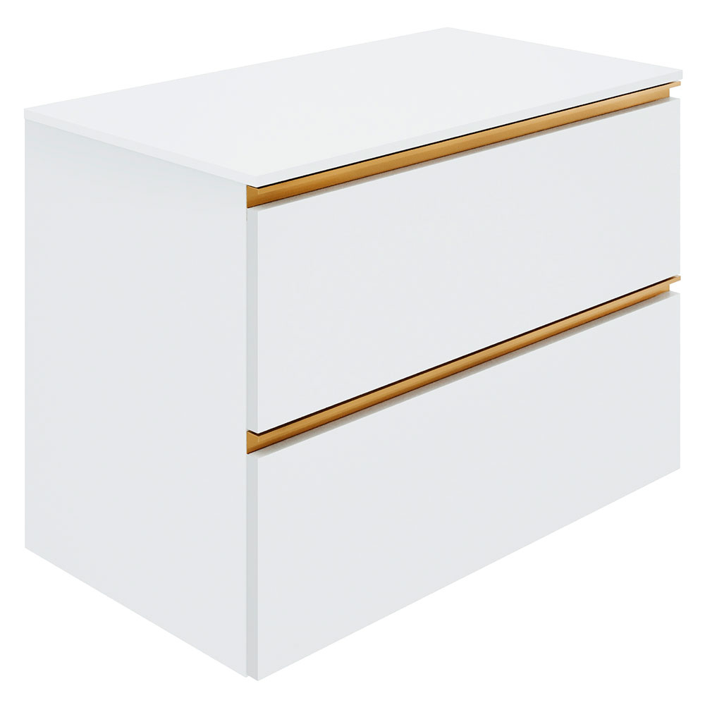 Servantskap Gold Luna Hvit Matt 80 cm med Benkplate