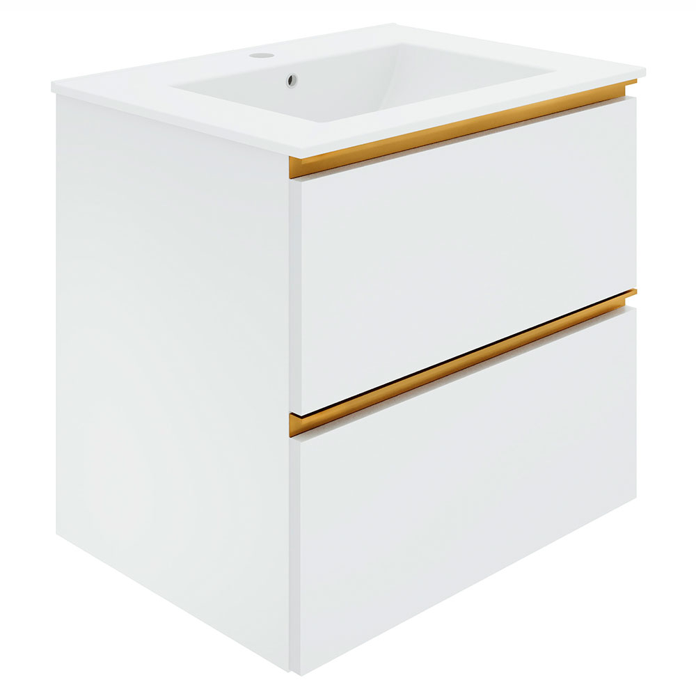 Servantskap Gold Luna Hvit Matt 60 cm med Servant Hvit Blank
