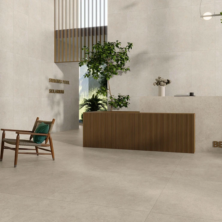 Gulvflis Kalksten Nord Mörkbeige Matt 120x120 cm