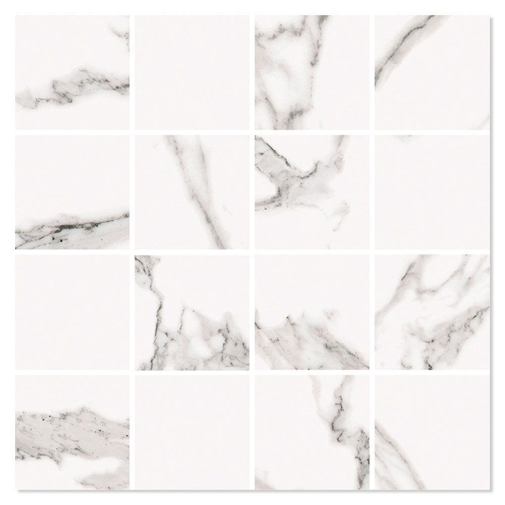 Mosaikkflis Calacatta Lux Hvit Matt 30x30 (7x7) cm
