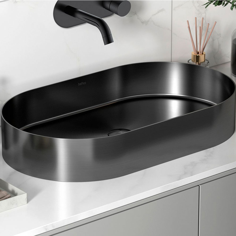 Bathco Servant Detroit Oval Metallic Mörk Krom 38 cm
