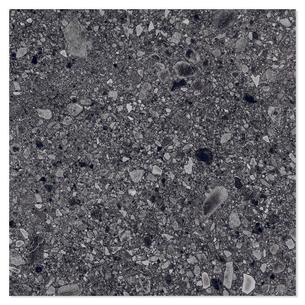 Utendørsflis Terrazzo Italia Mørk Grå Matt 90x90 cm Tykkelse 20 mm