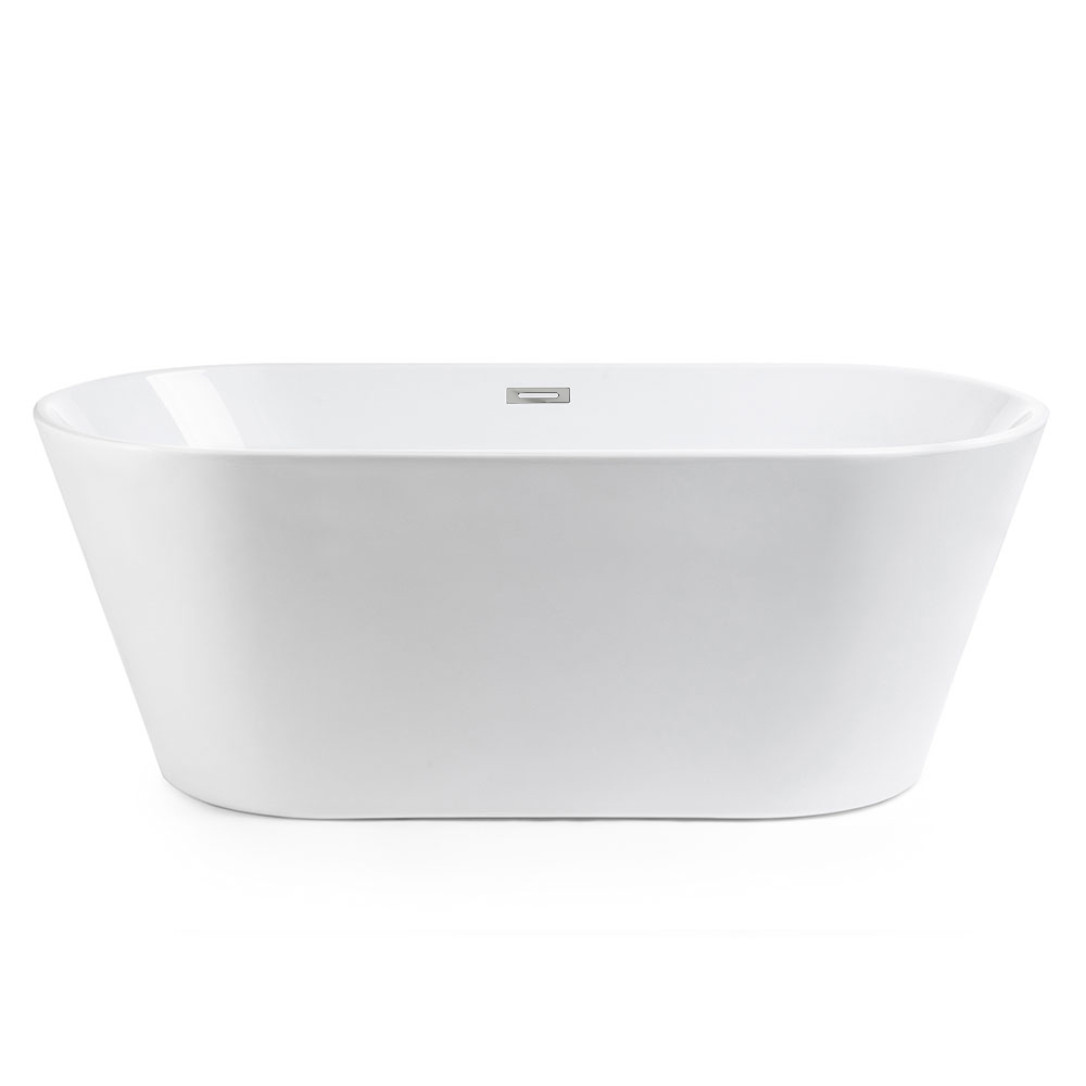 Badekar Luna Hvit Matt 150x70 cm med Krom Overløp